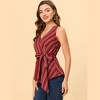 Allegra K Women's Sleeveless V Neck Tie Waist Asymmetric Hem Wrap Peplump Tops - 2 of 4