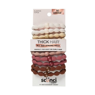scünci No Damage Scallop Beaded Elastics - Assorted Neutrals - Thick Hair- 10pcs
