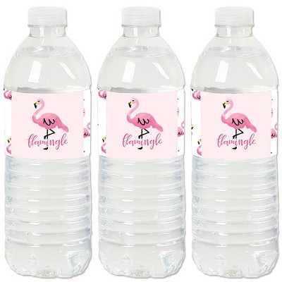 Big Dot of Happiness Pink Flamingo - Party Like a Pineapple - Tropical Summer Party Water Bottle Sticker Labels - Set of 20