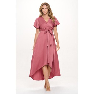 WEST K Women's Woven Georgia Faux-Wrap Dress with High-Low Hem and Tie Waist - 1 of 4