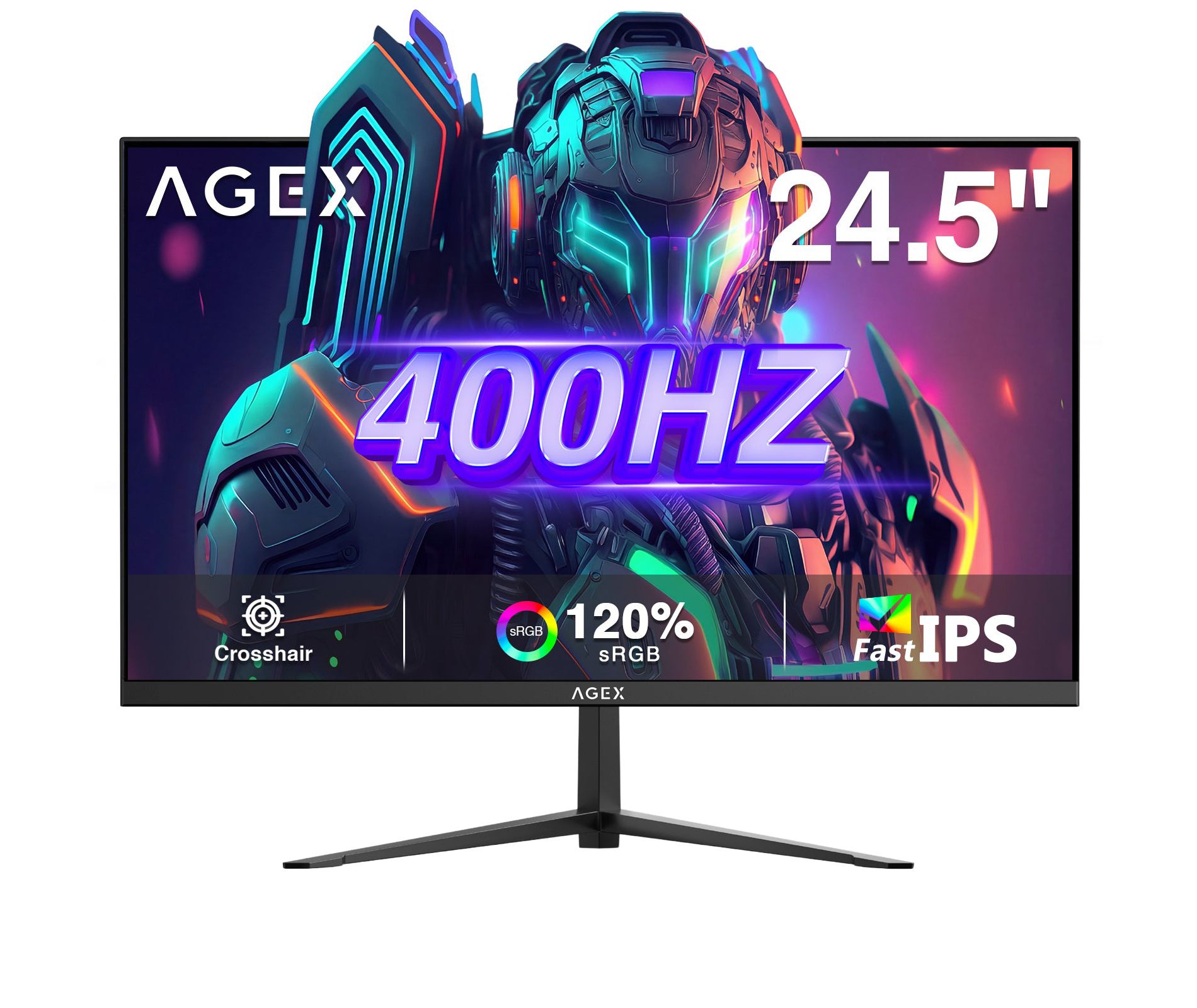 AGEX AG25S 24.5" 400Hz IPS LED GAMING MONITOR, 1080P 1ms HDR FreeSync 2xHDMI & DP Ports PC Screen