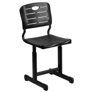 Emma and Oliver Adjustable Height Black Student Chair with Black Pedestal Frame - 1 of 4