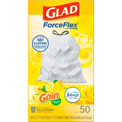 Glad Forceflex Maxstrength Tall Kitchen Drawstring Trash Bags - Febreze  Sweet Citron & Lime - 13 Gallon/45ct : Target
