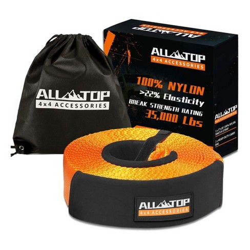 ALL-TOP 3 Inch Nylon Recovery Snatch Strap w/ Triple Reinforced Eye Loops & Protector Sleeves, 20 Feet, 35,000 Pound Capacity, High Visibility Orange - image 1 of 4