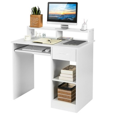 Costway Computer Desk Writing Table Study Workstation Home Office w/Drawer White