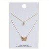 Women's Gold Butterfly Pendant Necklace, Set of Two - 2 of 4