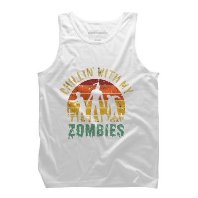 Men's Design By Humans Halloween Chillin With My Zombies Funny By Ering Tank Top