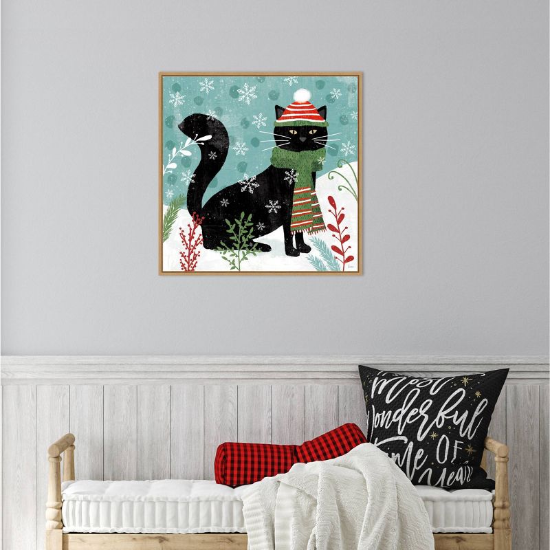 22&#34; x 22&#34; Purrfect Holiday II Cat Framed Wall Canvas - Amanti Art, 6 of 12