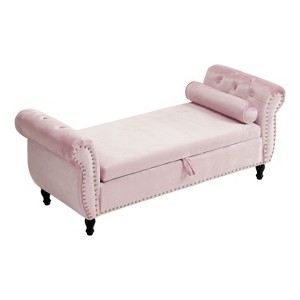 NicBex Storage Ottoman Bench for Bedroom,Velvet Storage Bench with Armrests and Solid Wood Frame,Ottoman for Living Room,Bedroom,Entryway - 1 of 4