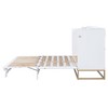 Whisen Frosted Glass Doors Design Queen Size Murphy Bed, Folded into a Cabinet with Iron Legs - 4 of 4