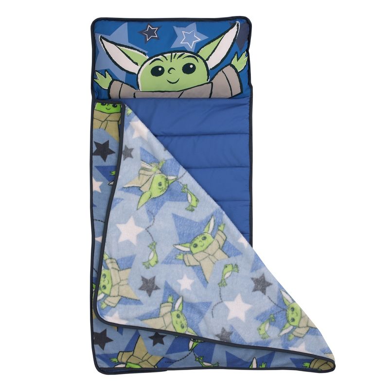 Star Wars The Child Cutest in the Galaxy Blue, Green and Gray Grogu, Hover Pod, and Stars Toddler Nap Mat, 2 of 9