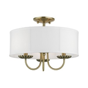 Livex Lighting Brookdale 3 - Light Semi-Flush Mount in  Antique Brass - 1 of 1