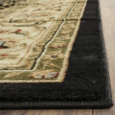 Elegant Black & Ivory Tufted Square Area Rug, 6'x6', Synthetic