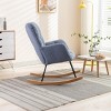 Indoor Rocking Chair Wingback Arm Chair Tufted Upholstered Teddy Fabric Nursery Room Rocking Chair With Solid Wood Base-Maison Boucle - 3 of 4