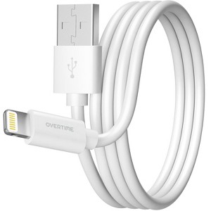 Overtime Apple MFI Certified 6ft USB-to-Lightning Charging Cable for Apple iPhone/iPad Lightning Devices, White - 1 of 4