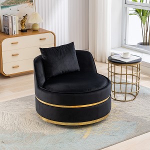 360° Swivel Accent Chair, Modern Velvet Upholstered Barrel Chair Oversized Soft Chair with Cushion - HABITRIO - 1 of 4