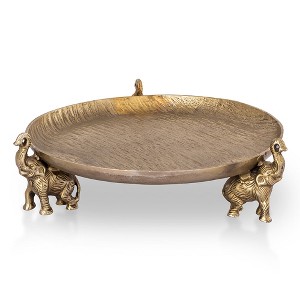 SPI Home Elephant Trio Tray – 15" Wide Decorative Tabletop Bowl with Sculpted Wildlife Detail - 1 of 3