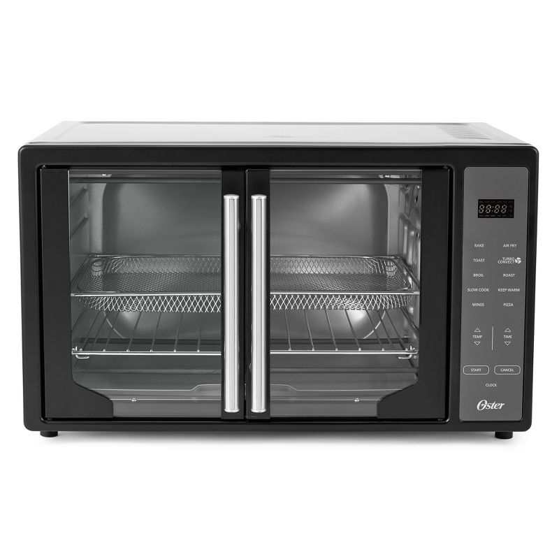 Oster Extra Large Single Pull French Door Turbo Convection Toaster Oven w/ 2 Removable Baking Racks, 60-Minute Timer, & Adjustable Temperature, Black, 3 of 7