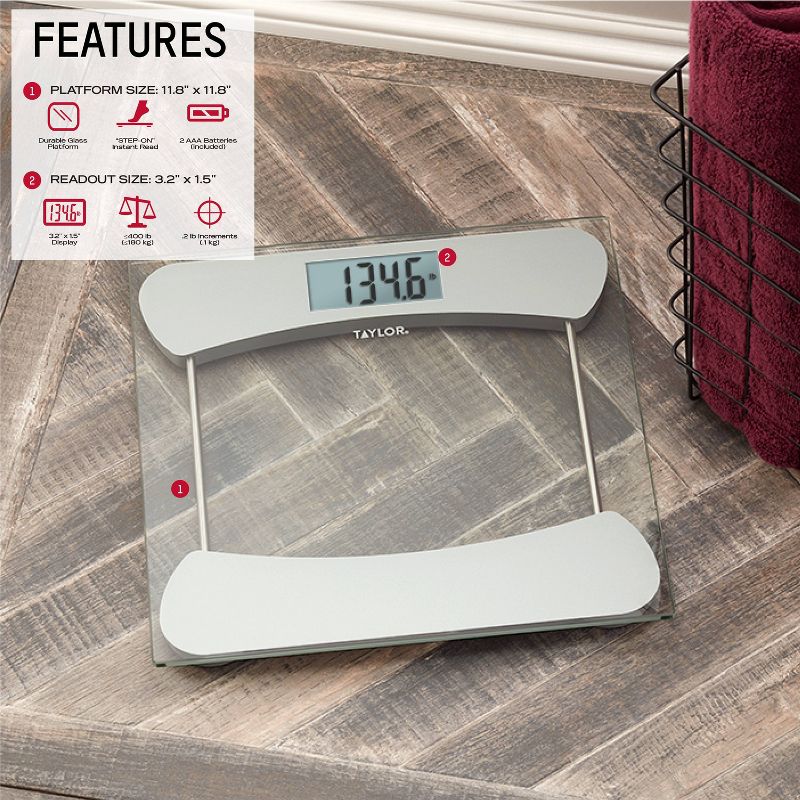 Digital Glass Scale with Stainless Steel Accents Clear - Taylor, 4 of 13