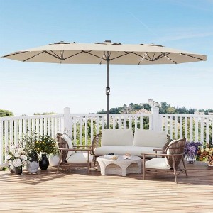 10' solar led patio umbrella Westlake 10 ft. Outdoor / Paito Cantilever Hanging Umbrella with Solar  Power LED lights and 50 lbs concrete weight base kit