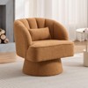 Modern Swivel Barrel Accent Chair, 360° Teddy Fabric Upholstered Armchair with Striped Backrest & Plush Padding, Comfy Round Lounge Chair - 2 of 4
