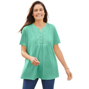 Woman Within Eyelet Henley Tee - 1 of 4