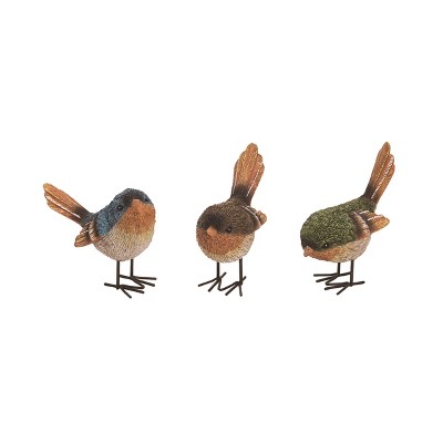 Transpac Small Resin Bright Texture Bird Set of 3 Decorative Figurines Multicolored Tabletop Decor
