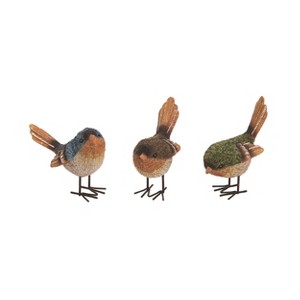Transpac Small Resin Bright Texture Bird Set of 3 Decorative Figurines Multicolored Tabletop Decor - 1 of 1