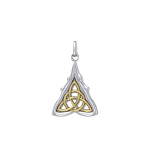 Slickblue Women's Sterling Silver Celtic Trinity Knot Pendant Necklace with 14k Gold Accents, 18" Chain - 1 of 4