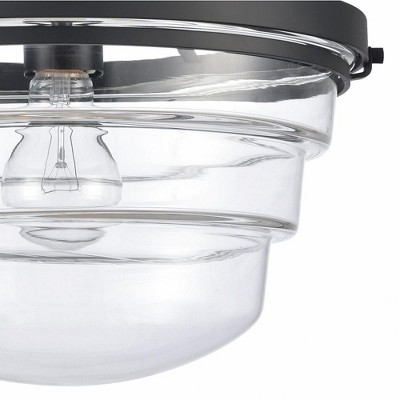 Matte Black and Clear Glass 12" Semi-Flush Mount Light