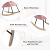 Modern Nursery Rocking Glider Chair with Teddy Fabric Upholstery Padded Seat High Backrest and Pillow - 2 of 4