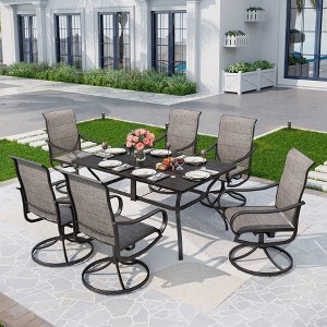 Patio Set with Steel Table with 1.57" Umbrella Hole & Steel 360 Swivel Padded Arm Chairs - Captiva Designs: Weather-Resistant - 1 of 4