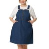 Agnes Orinda Women's Plus Size Denim Overall Zipper Frayed Adjustable Strap Suspender Dresses - 2 of 4