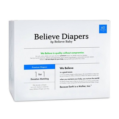 Believe Baby Premium Viscose Made from Bamboo Disposable Diapers (Select Size and Count)