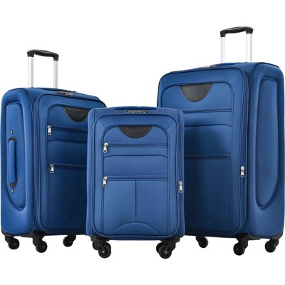 3 Pieces Soft Shell Suitcase, Expandable Luggage With TSA Lock 360 Degree Upright Spinner Wheels For Travel