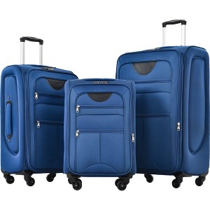 3 Pieces Soft Shell Suitcase, Expandable Luggage With TSA Lock 360 Degree Upright Spinner Wheels For Travel - 1 of 4