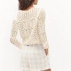 Women Tie Front Cropped Cardigan Crochet Bolero Shrug Sweater Bell Sleeve Knit Crop Top - 2 of 3