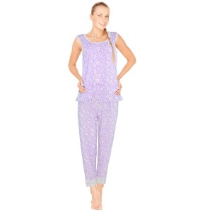 JEFFRICO Pajamas For Women 2 Piece Set Sleeveless Sleepshirt With Pants Sleepwear Soft Pajamas - 1 of 4