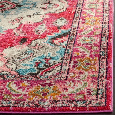 Pink and Multi Synthetic Boho Medallion Rectangle Rug