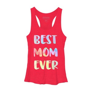 Women's Design By Humans Best Mom Ever Rainbow Bubble Text By MiuMiuShop Racerback Tank Top - 1 of 2