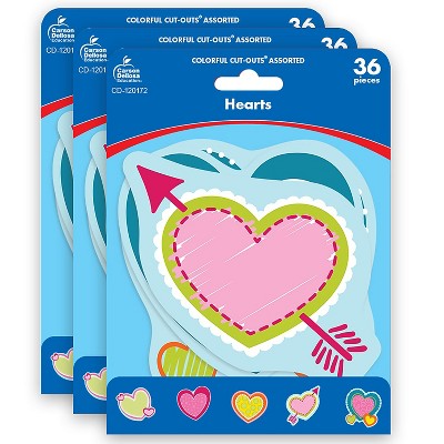 Carson-Dellosa Carson Dellosa Education Hearts Cut-Outs 36/Pack 3 Packs ...