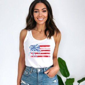Simply Sage Market Watercolor Flag Coquette Racerback Tank - 1 of 4
