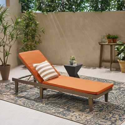 Christopher Knight Home Nadine Outdoor Acacia Wood Armless Adjustable Chaise Lounge with Cushion