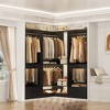 Besiost Freestanding Corner Closet System with 2 Hanging Rods and Shoes Shelf - 3 of 4