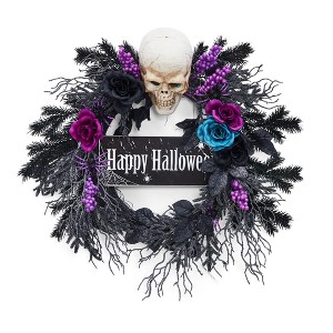 Halloween Wreaths for Front Door, Fall Wreath for Indoor Outdoor, Home Festival Halloween Wall Door Decorations - 1 of 4