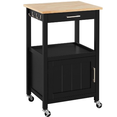 Yaheetech Rolling Kitchen Island Trolley Cart with Open Shelf and Storage Cabinet