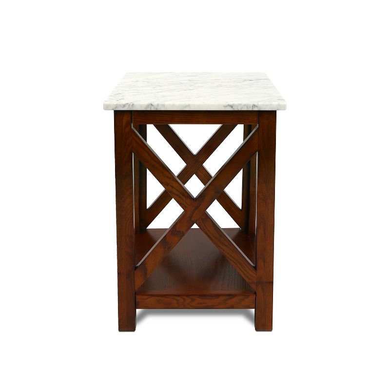 The Bianco Collection Agatha 15" Square Italian Carrara White Marble Side Table, 3 of 8