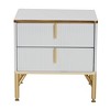 Baxton Studio Lilac Wood and Metal 2 Drawer Nightstand White/Gold: Elegant Bedside Storage with Mirrored Trim, Assembly Required - 4 of 4