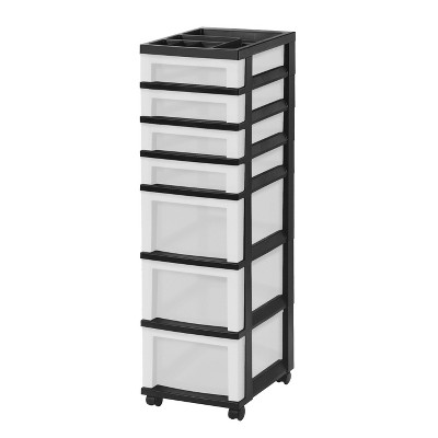 IRIS USA 7 Drawers Plastic Storage rolling Cart with drawer, White