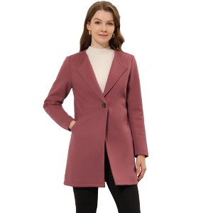 INSPIRE CHIC Women's Mid-thigh Collarless Single Breasted Outwear Winter Overcoat - 1 of 4